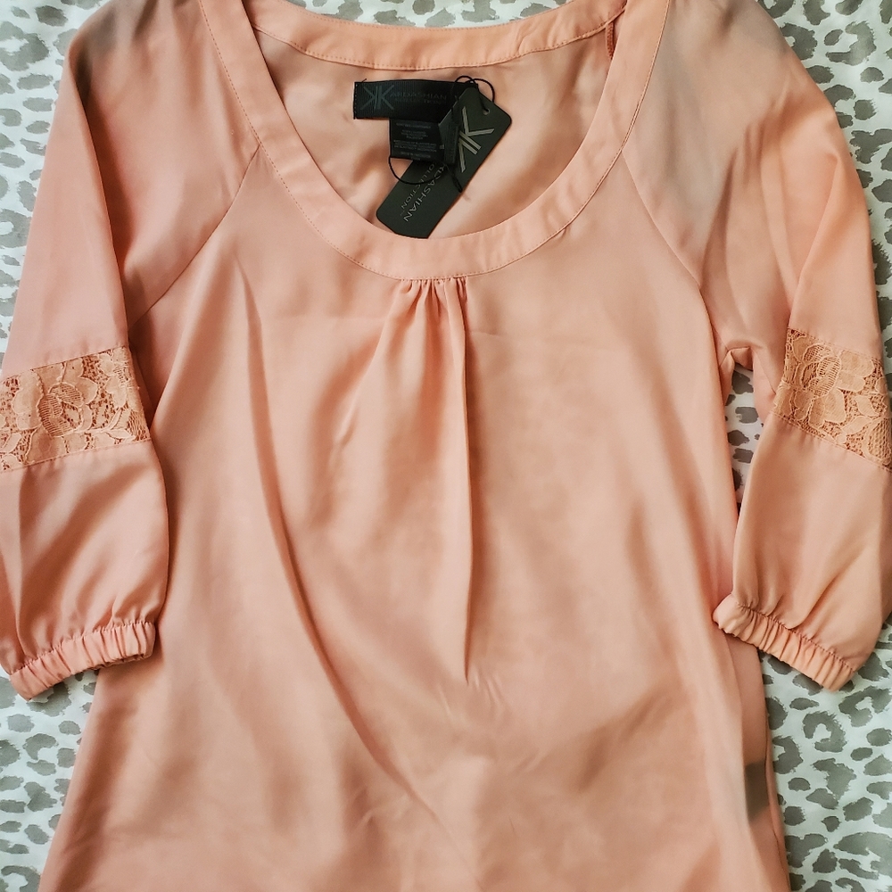NWT Kardashian Kollection Lace Sleeve Blouse XS
